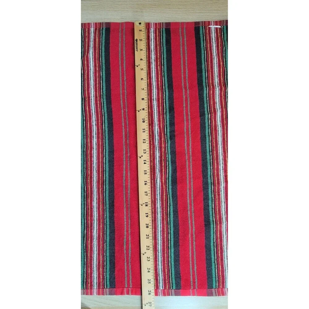 Vtg Ralph Lauren Hand Towels Lot Red Green Plaid Stripe Cotton Tartan Kitchen
